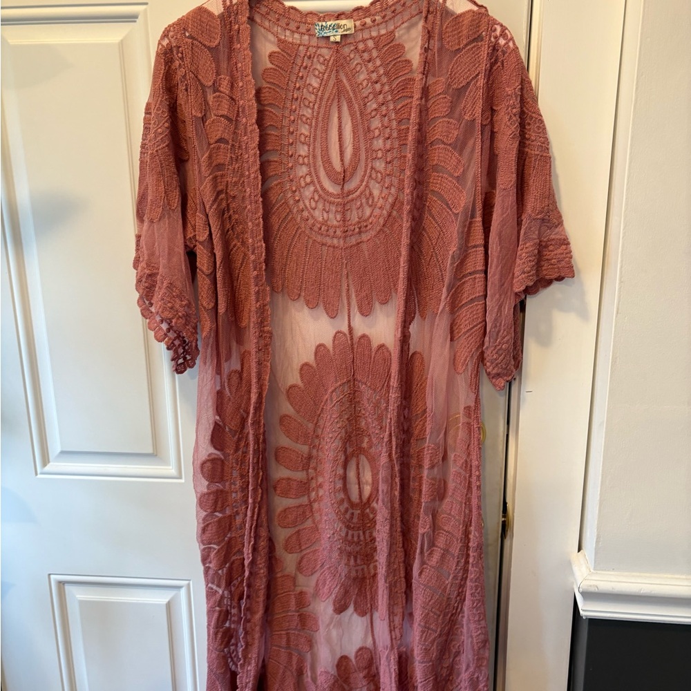 Free People Pink Lace Kimono